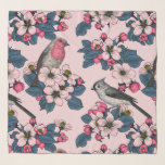 Pañuelo Aves y flores en rosa<br><div class="desc">Flor de manzana pintada a mano y aves.</div>