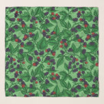 Pañuelo Blackberries sobre verde<br><div class="desc">Patrón vectorial dibujado a mano con ramas de mora negra</div>