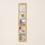 Pañuelo Collage de fotos Camel Beige Personalizado Nombre<br><div class="desc">Personalizado Nombre de la Familia 5 Collage de fotos Personalizado de la bufanda fotografía la plantilla de camello beige con collage personal personalizado y único,  una rejilla de imagen moderna y fresca para una hermosa idea de regalo familiar.</div>