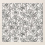 Pañuelo Cornflores, flores silvestres en blanco y negro<br><div class="desc">Patrón vectorial dibujado a mano con conflores</div>