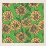 Pañuelo Dahlias en amarillo y verde<br><div class="desc">Patrón sin soldadura hecho de flores de dalia dibujadas a mano</div>