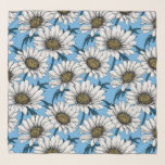 Pañuelo Daisies, flores silvestres en azul<br><div class="desc">Patrón vector dibujado a mano con flores de margarita blanca</div>