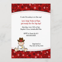 Pañuelo del rojo de la invitación de Baby Shower