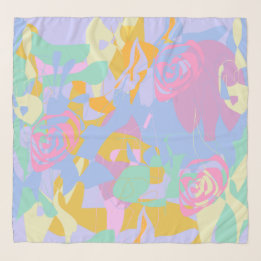 Pañuelo Delicate Abstract Blue Rose Floral Chiffon Scarf