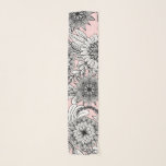 Pañuelo Dibujos modernos de flores blancas rosadas rosadas<br><div class="desc">Moderno, artístico, ondulado, negro y blanco bonito, estás en un patrón de ilustracion floral y deja un fondo rosa rubor. ***NOTA DE DISEÑO IMPORTANTE: Para cualquier solicitud de diseño personalizado, como solicitudes de productos coincidentes, cambios de color, cambios de posición o cualquier otra solicitud de cambio, haga clic en el...</div>