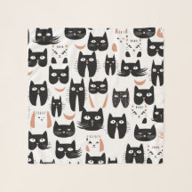 Escarcha minimalista de patrón de gato negro y bla