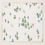Pañuelo Esquí de ilustracion alpino freeride<br><div class="desc">Diseño de patrones de esquí con temática invernal de Guay con esquiadores esquiando por las pistas de esquí alpino entre los abetos cubiertos de nieve en los alpes. Los esquiadores Freeride llevan coloridos trajes de esquí retro vintage, esquiando cuesta abajo con esquís sobre un paisaje montañoso blanco y nevado. Maravilloso...</div>
