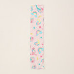 Pañuelo Estrellas florales de arcoiris Verde azuladas de u<br><div class="desc">Este lindo y mágico patrón es perfecto para una mujer o chica divertida y de moda. Cuenta con ilustraciones de unicornios dibujados a mano, flores con hojas, arcos y estrellas fugaces encima de un simple fondo rosado. La temática del color de diseño incluye el color rosa bubblegum, el rosa rubor,...</div>