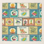 Pañuelo Etiquetas de frutas de vintage en lata<br><div class="desc">Etiquetas de cosecha para fruta enlatada,  patrón sin soldadura</div>