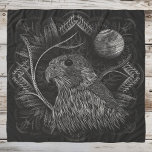 Pañuelo Falcon Full Moon<br><div class="desc">Obra de arte ornamental oscura e intrincada de un halcón peregrino con ramas de luna llena y árboles. ♡ Idyllfire</div>