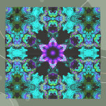 Pañuelo Flor hippie psicodélica morada Verde azulada y neg<br><div class="desc">Este diseño psicodélico del caleidoscopio presenta púrpura,  verde azulada y negra. Vibrantes imágenes trippy para el hippie moderno o para cualquiera que ame los colores brillantes.</div>