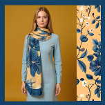Pañuelo Floral clásica de marina en amarillo<br><div class="desc">Esta obra de arte tiene un ambiente tradicional o clásico,  con flores pintadas de azul marino sobre un suave fondo amarillo. Este arte fue imaginado con IA.</div>