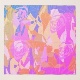 Pañuelo Floral rose and pink scarf