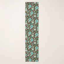 Flores de mod retro marrón y azul