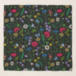 Pañuelo Flores silvestres en negro<br><div class="desc">Colección pintada a mano de varias flores silvestres.</div>