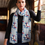 Pañuelo Funky Blue Red White Poinsettia Chiffon Scarf<br><div class="desc">Colección de hermosas bufandas con Poinsettias Funky de varios colores con un fondo a juego. Muy elegante como regalo o para ti mismo.</div>