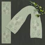 Pañuelo Interfaith Minister Stole (Sage Green)<br><div class="desc">Beautiful scarf in muted shades of sage green with symbols of different religions and a labyrinth in the background. Suitable for an interfaith minister to use as a ceremonial stole.</div>