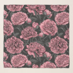 Pañuelo Jardín de peones nocturnos en rosa y gris<br><div class="desc">Flores de peonía rosadas dibujadas a mano,  diseño de patrones sin fisuras.</div>