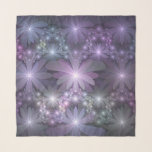 Pañuelo La cama de flores reluciente arte fractal<br><div class="desc">Arte fractal llamativo,  flores brillantes de fantasía gris violeta. Diseñar para tu bufanda de chiffon y más.</div>
