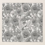 Pañuelo La pradera de Dandelion en blanco y negro<br><div class="desc">Patrón vectorial sin fisuras con dientes dibujados a mano y mariposas.</div>