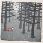Pañuelo La zorra y la selva<br><div class="desc">Un único zorro rojo salvaje se encuentra bajo los pinos en un bosque oscuro. Un cuadro paisajístico para los amantes de los animales,  la naturaleza y la fauna. Arte original de Nic Squirrell.</div>