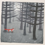 Pañuelo La zorra y la selva<br><div class="desc">Un único zorro rojo salvaje se encuentra bajo los pinos en un bosque oscuro. Un cuadro paisajístico para los amantes de los animales, la naturaleza y la fauna. Arte original de Nic Squirrell.</div>