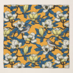 Pañuelo Magnolia en flor y pájaro del ratón 3<br><div class="desc">Flores de magnolia pintadas a mano y pájaro de titmouse</div>