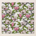 Pañuelo Magnolia floreciente<br><div class="desc">Flores de magnolia pintadas a mano y pájaro de titmouse</div>