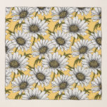 Pañuelo Marinas blancas, flores silvestres en amarillo<br><div class="desc">Patrón vector dibujado a mano con flores de margarita blanca</div>