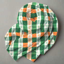 Pañuelo Naranja blanco verde trébol y rayas irish