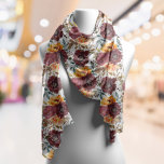 Pañuelo Naranja de Borgoña Floral de acuarela rústica otoñ<br><div class="desc">El Naranja borgoñés Rustic Autumn Fall Watercolor Floral Boda Acesories Scarves Wraps Shawl presenta un patrón floral de acuarela botánica en burdeos y naranja sobre un fondo blanco. Perfecto para bodas,  damas de honor,  regalo de cumpleaños para mamá,  abuela,  amigos y más. Diseñado por ©Evco Studio www.zazzle.com/store/evcostudio</div>