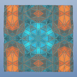 Pañuelo Naranja de flores Mosaic Kaleidoscope y azul<br><div class="desc">Este diseño de mosaico caleidoscopio presenta brillantes azulejos naranjas y azules. Un diseño geométrico vívido inspirado en fractales,  mandalas y mosaicos de cristal teñido. ¡Consigue este hermoso diseño trippy y añade algunos colores de groovía a tu vida!</div>