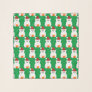 Pañuelo Navidades de oso polar gorra adorno patrón verde
