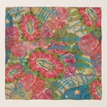 Nuestra Señora de Guadalupe y Rosas Chiffon Scarf
