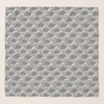 Pañuelo Ondas japonesas vintage, gris/gris y blanco<br><div class="desc">Escarcha cuadrada en un patrón de onda japonés vintage,  estilizado - gris neutro medio / gris,  delineado y detallado en blanco</div>