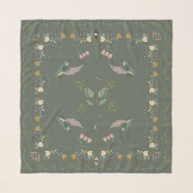 Pájaro Mosca Folk Escandinavo Sage Oscuro