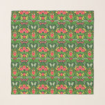 Pañuelo Pansias rojas, pájaros y mariposas<br><div class="desc">Papel pintado a mano en el jardín con panes,  lirios,  corazones sangrantes flores,  hojas,  pájaros y mariposas.</div>