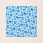 Pañuelo Patrón de arte de color azul marrón<br><div class="desc">Cabezas de flores pansy / viola en tonos azul primaveral,  amarillo y aqua. Pintura de acuarela pintada a mano y diseño original de Sarah Trett para www.mylittleeden.com</div>