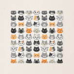 Pañuelo Patrón de caras de gato| Guay Kitty Cat Lover<br><div class="desc">Un accesorio de moda felina divertido. El patrón de dibujos de gatos incluye gatitos domésticos de pelo largo y de transmisión corta. Siamés,  gatos negros,  gatos bigote,  calico,  gatos rayados y blancos y gatos tabby. Esta bufanda original hace un regalo perfecto para las mamás gatas.</div>