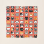 Pañuelo Patrón de caras de gato | Rojo de Gato Gato Gatito<br><div class="desc">Un accesorio de moda felina divertido. El patrón de dibujos de gatos incluye gatitos domésticos de pelo largo y de pelo corto. Siamés,  gatos negros,  gatos bigote,  calico,  gatos rayados,  grises y blancos y gatos tabby. Esta bufanda original hace un regalo perfecto para las mamás gatas.</div>