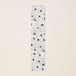 Pañuelo Patrón de dibujo de la mano floral de anémona blan<br><div class="desc">Patrón dibujado a mano de la flor anémona en blanco y negro. Para obtener información acerca de los cambios de diseño personalizados por parte del diseñador independiente,  envíe un correo electrónico a paula@labellarue.com ANTES de que usted personalizar o realice un pedido.</div>