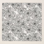 Pañuelo Patrón dibujado a mano por los rosas<br><div class="desc">Patrón vector dibujado a mano con rosas en blanco y negro.</div>