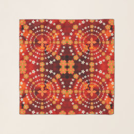 Pañuelo Patrón floral bonito Naranja verde jardín