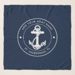 Pañuelo Personalizado de nombre de barco de anclaje azul d<br><div class="desc">Añade tu nombre y embarcadero haciendo clic en el botón "Personalizar" de arriba. Podrá navegar con estilo con nuestra franja náutica de personalizado. La bufanda presenta un diseño bonito inspirado en las maravillas del océano, con motivos marítimos clásicos como un ancla y una cuerda. Tanto si viaja por la costa...</div>