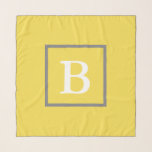 Pañuelo Plantilla de monograma gris y blanco simple<br><div class="desc">La bufanda amarilla de chiffon tiene un gran monograma blanco en el centro,  que se puede personalizar con la inicial.</div>