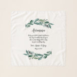 Pañuelo Poema Abundant Foliage Girl<br><div class="desc">Regale a su chica de flores con esta bufanda dulce de chicha con su nombre, sus nombres y un entrañable poema acentuado por rociadores de hojas de acuarela botánica verde que concuerdan con nuestra suite boda Abundant Foliage. El poema dice: "Hoy tienes una cesta de flores, un día será el...</div>