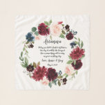 Pañuelo Poema de la chica de la flor de sangre radiante<br><div class="desc">Regale a su chica de flores con esta bufanda de chicha dulce con su nombre, sus nombres y un entrañable poema rodeado por una corona de flores de color de joyas que encaja con nuestra suite boda Radiant Bloom. El poema dice: "Hoy tienes una cesta de flores, un día será...</div>