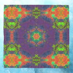 Pañuelo Psicodelia Hippie Naranja Púrpura y Verde<br><div class="desc">Este diseño psicodélico caleidoscopio presenta púrpura,  verde y naranja. Vibrantes imágenes trippy para el hippie moderno o para cualquiera que ame los colores brillantes.</div>