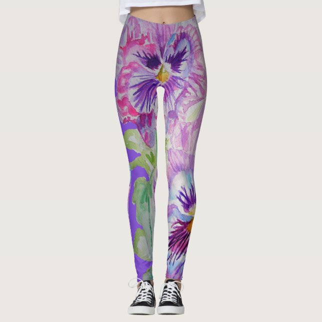 Pañuelo púrpura gran pansy Leggings (Anverso)