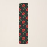 Pañuelo Rosa Jardín Rojo Flor Flor Floral Chiffon Scarf<br><div class="desc">Esta hermosa bufanda floral de chicha presenta un patrón repetido de una sola flor rosa roja con hojas verdes sobre un fondo negro puro. ¡Qué idea más maravillosa para un jardinero o amante de las flores!</div>